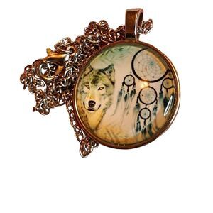 Silver Native Wolf Pendant Necklace